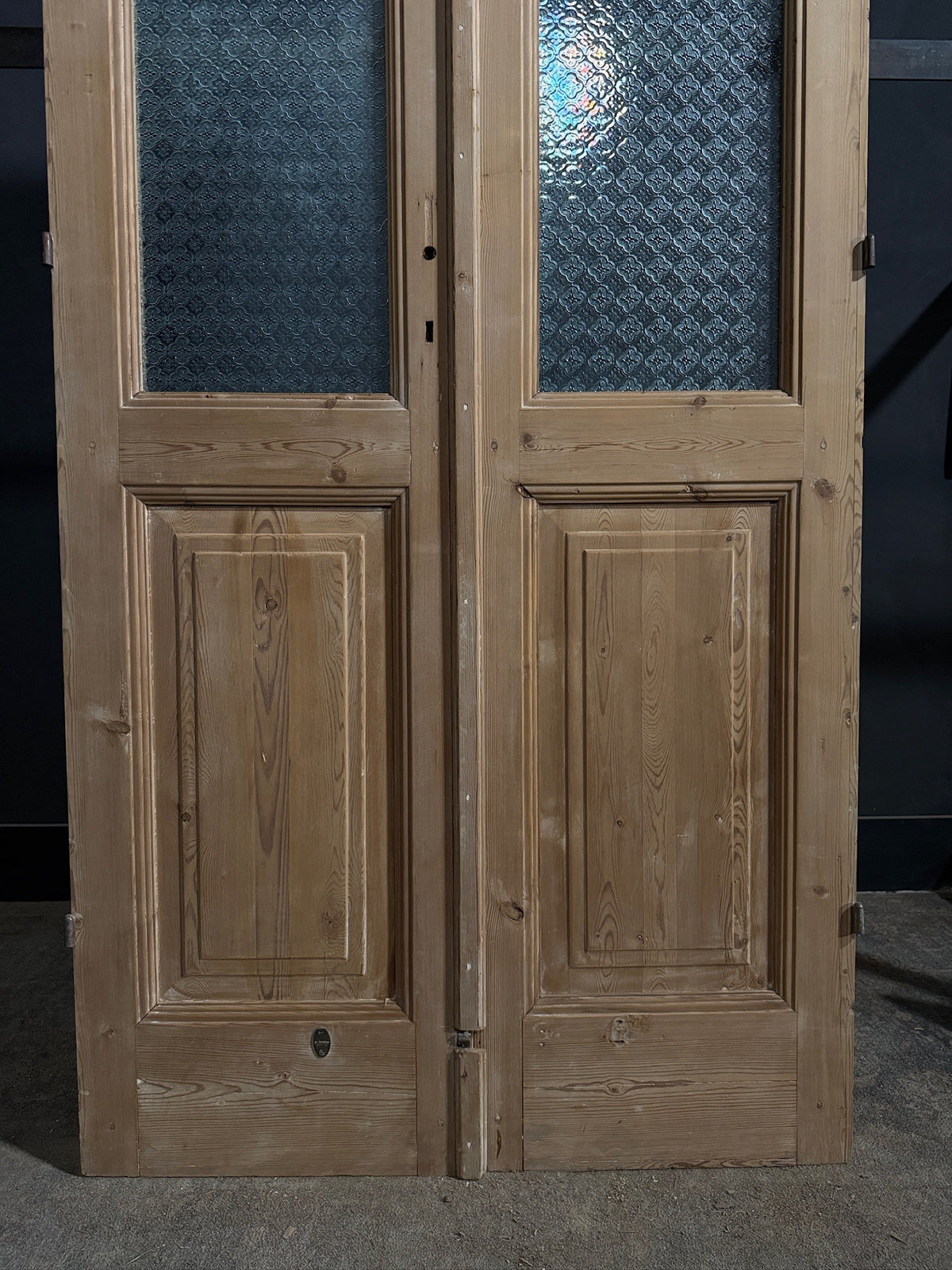 Antique Raised Panel Textured Glass French Doors - 41x88.5 - N801