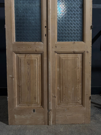 Antique Raised Panel Textured Glass French Doors - 41x88.5 - N801