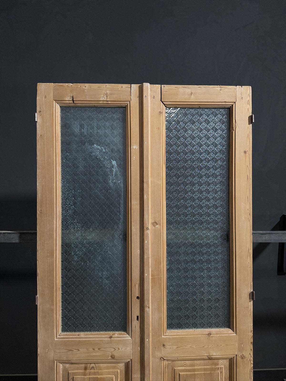 Antique Raised Panel Textured Glass French Doors - 41x88.5 - N801