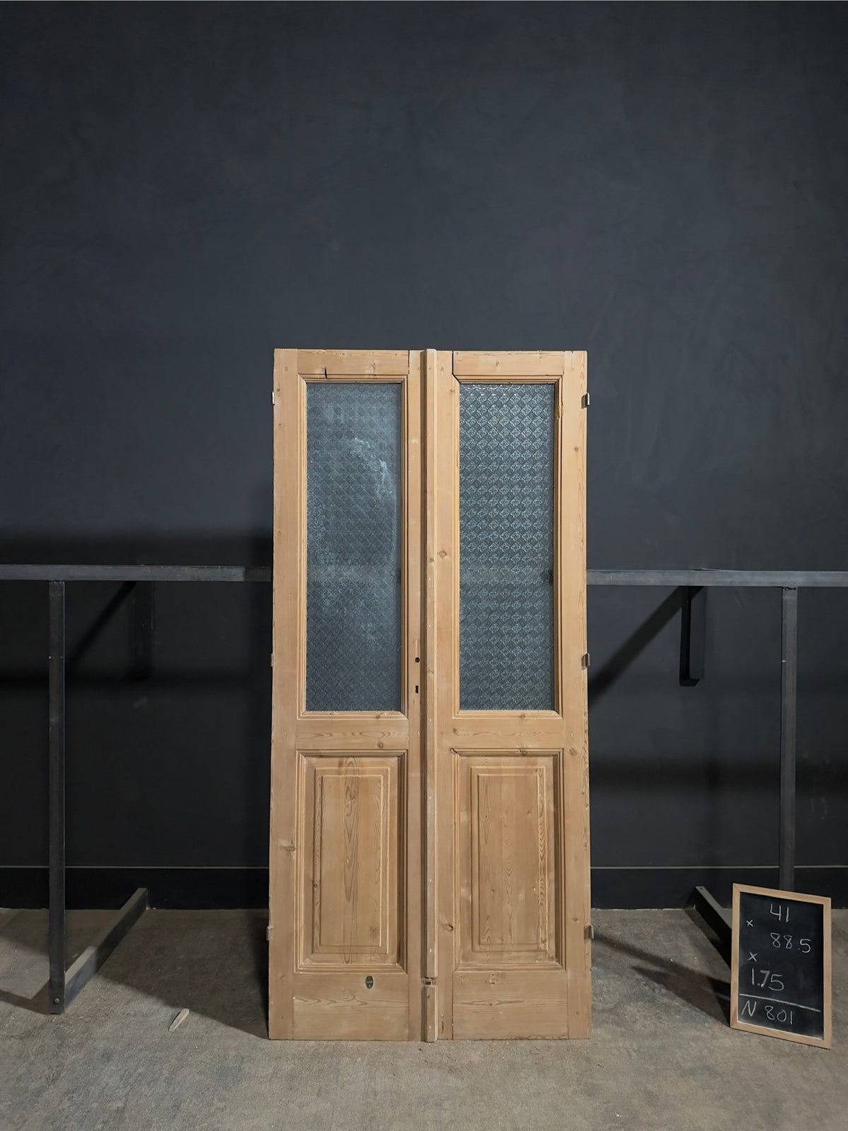 Antique Raised Panel Textured Glass French Doors - 41x88.5 - N801