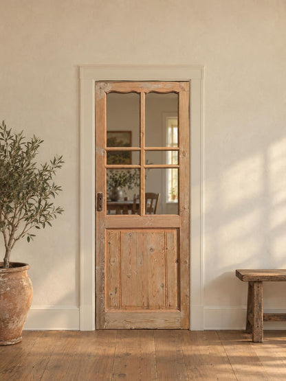 Antique Scalloped Clear Glass Pantry Door - 32x84 - N808 shown installed in a room (digital preview)