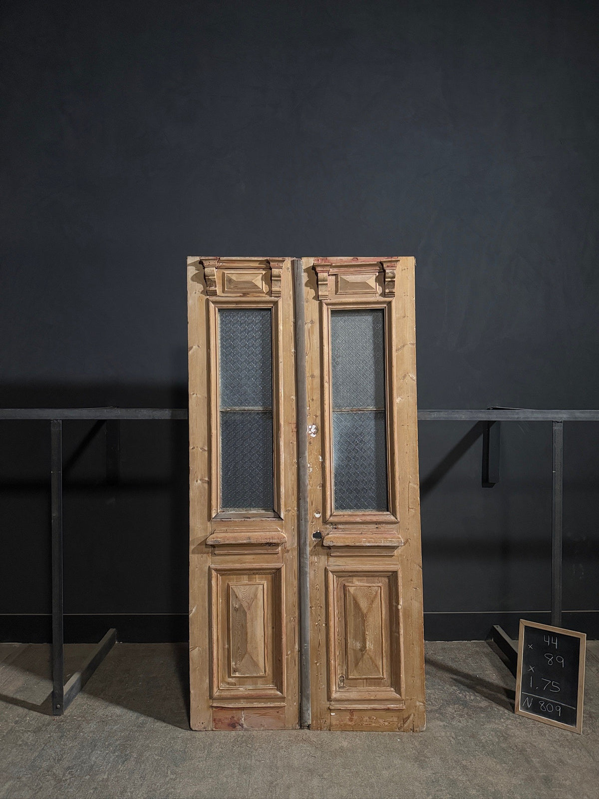 Antique Architectural Textured Glass French Doors - 44x89 - N809
