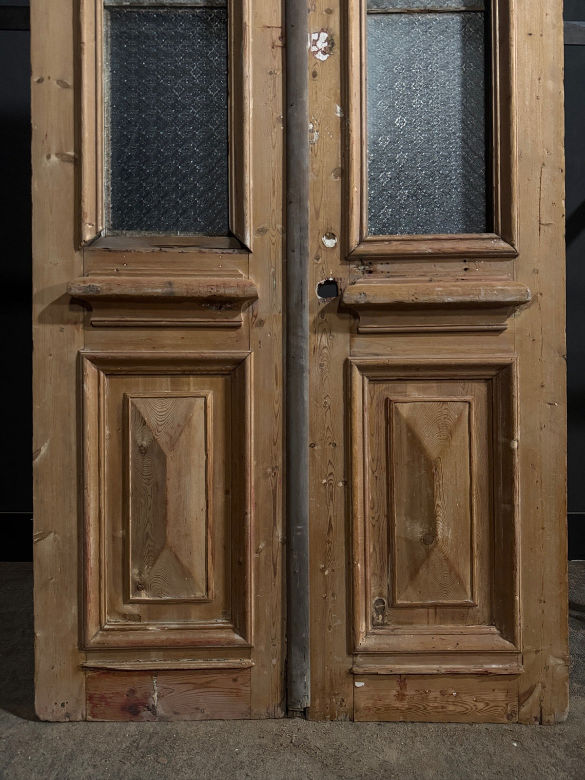 Antique Architectural Textured Glass French Doors - 44x89 - N809