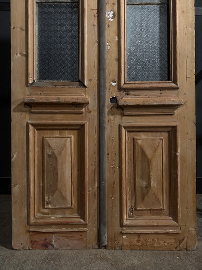 Antique Architectural Textured Glass French Doors - 44x89 - N809
