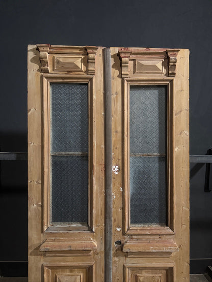 Antique Architectural Textured Glass French Doors - 44x89 - N809