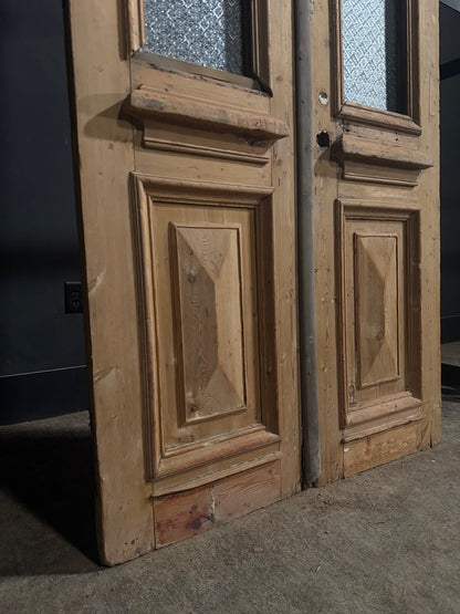Antique Architectural Textured Glass French Doors - 44x89 - N809