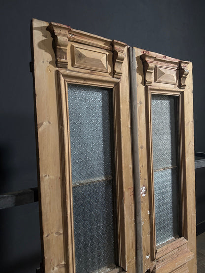 Antique Architectural Textured Glass French Doors - 44x89 - N809