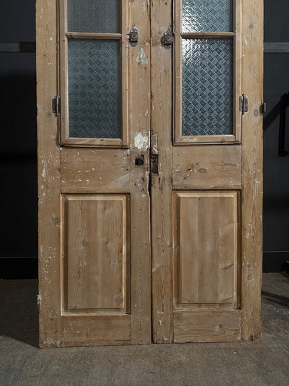 Antique Architectural Textured Glass French Doors - 44x89 - N809