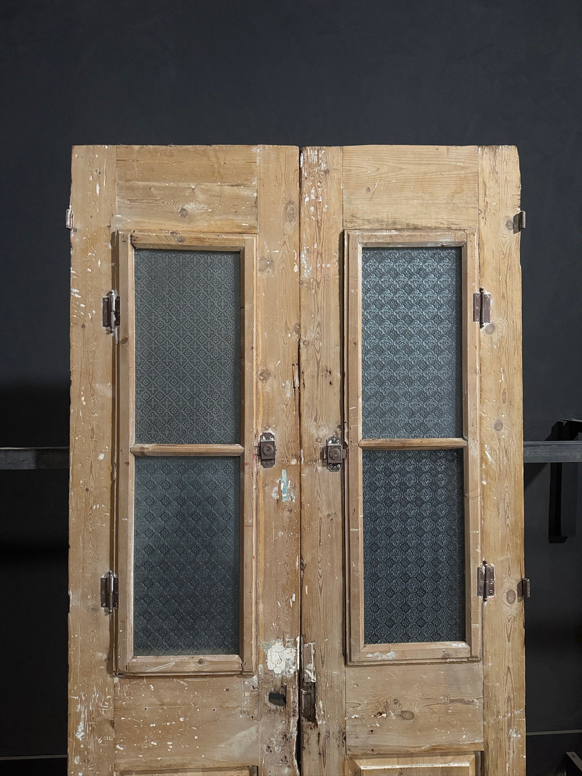 Antique Architectural Textured Glass French Doors - 44x89 - N809