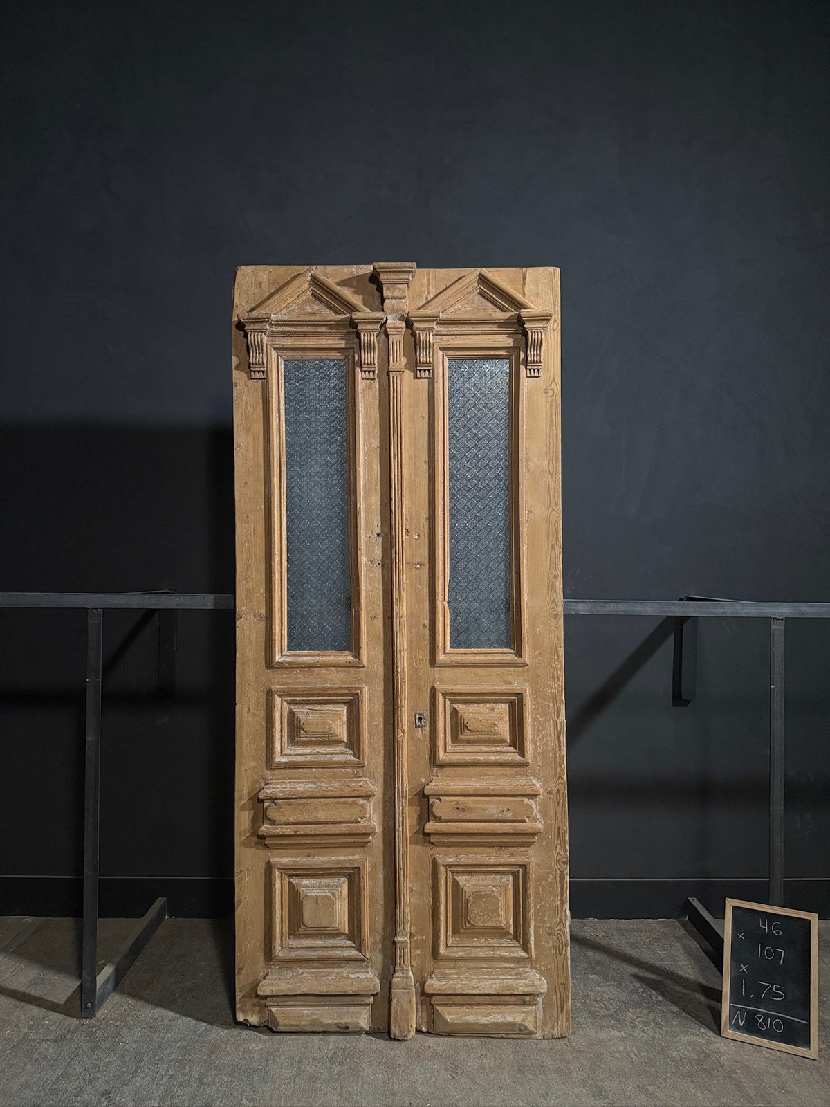Antique Architectural Fluted Textured Glass Double Doors - 46x107 - N810