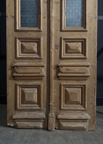 Antique Architectural Fluted Textured Glass Double Doors - 46x107 - N810