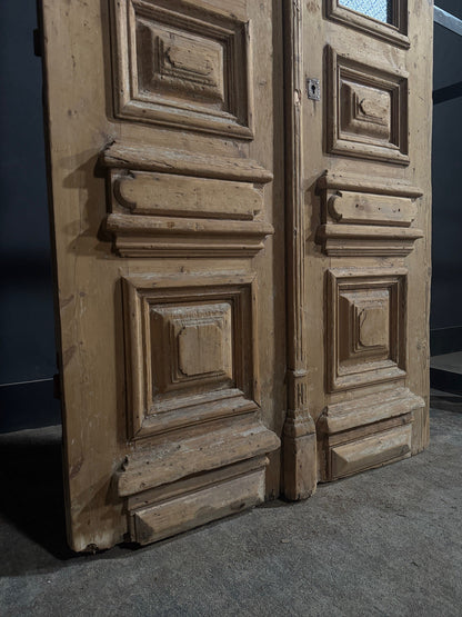 Antique Architectural Fluted Textured Glass Double Doors - 46x107 - N810