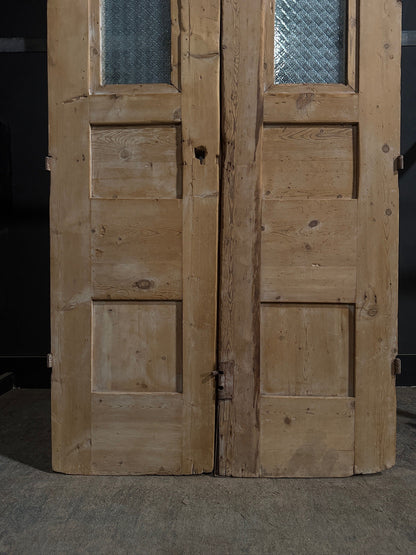 Antique Architectural Fluted Textured Glass Double Doors - 46x107 - N810