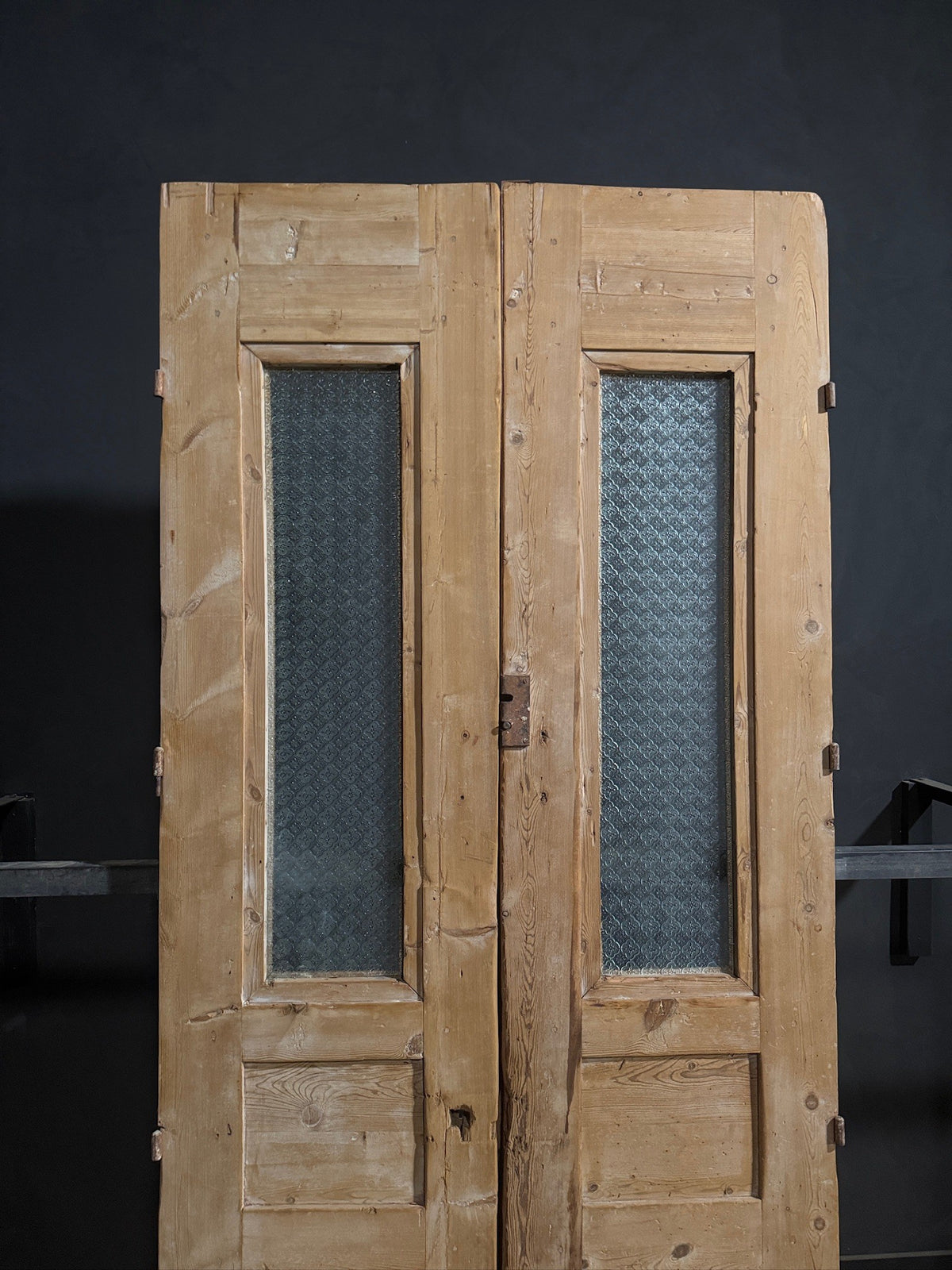 Antique Architectural Fluted Textured Glass Double Doors - 46x107 - N810