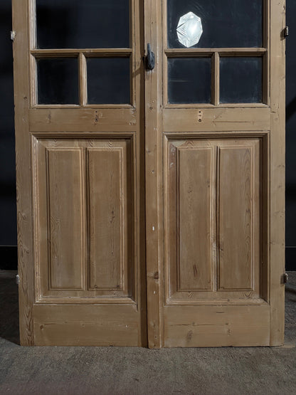 Antique Paneled Clear Glass French Doors - 43x95 - N811