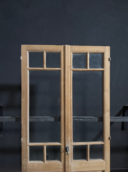 Antique Paneled Clear Glass French Doors - 43x95 - N811