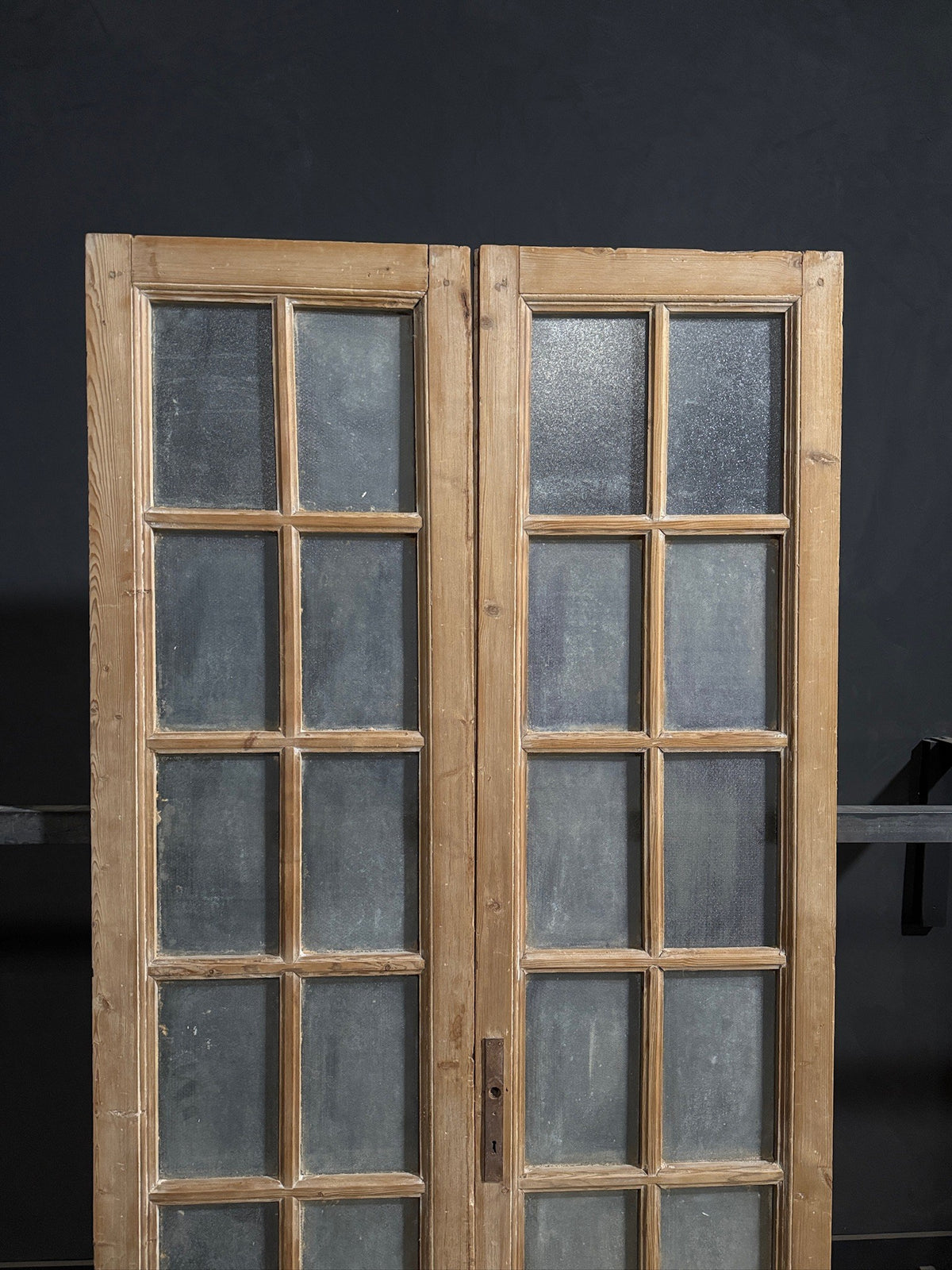 Antique Textured Glass Raised Panel French Doors - 45x94 - N812