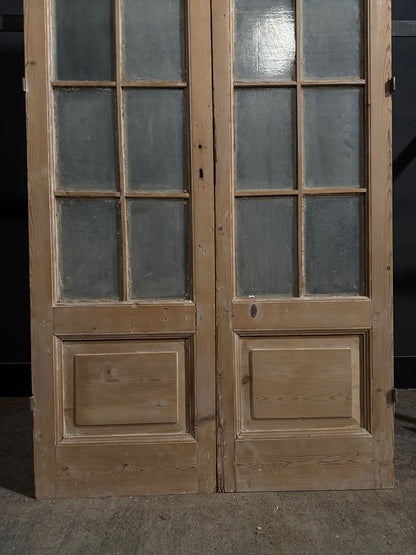 Antique Textured Glass Raised Panel French Doors - 45x94 - N812
