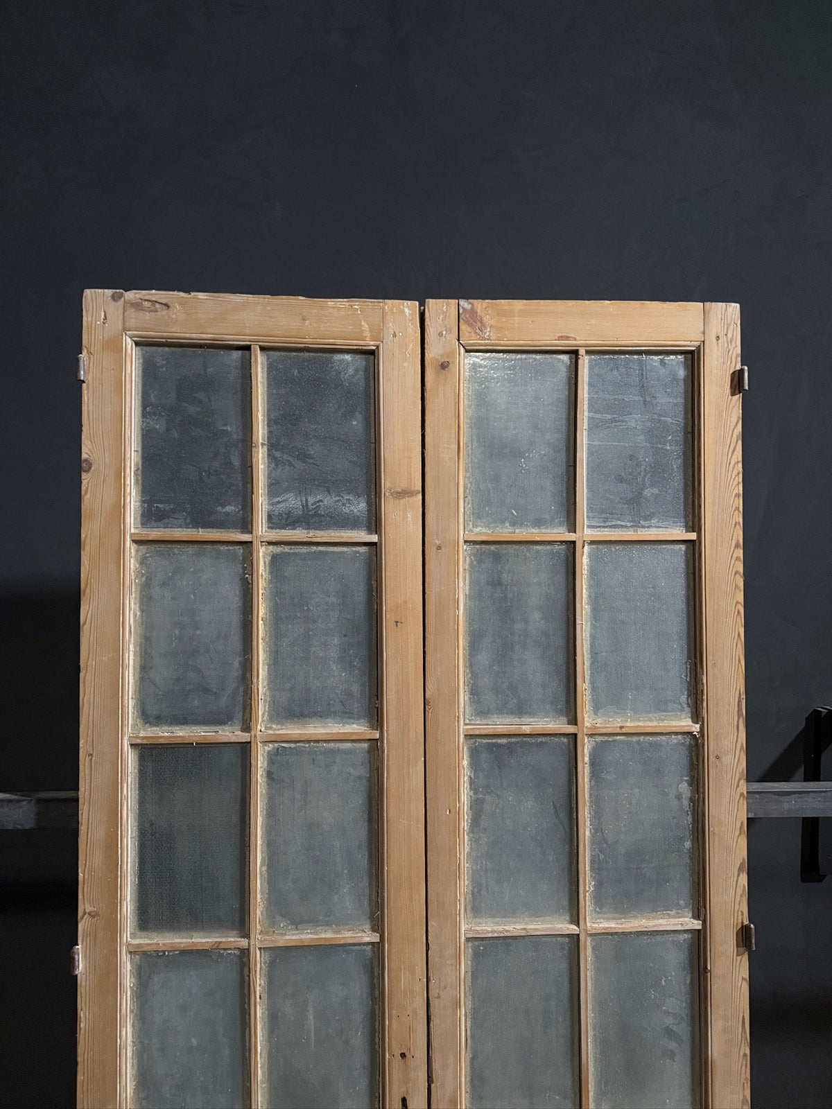Antique Textured Glass Raised Panel French Doors - 45x94 - N812
