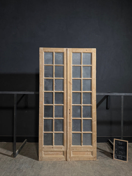 Antique Textured Glass French Doors - 51x100 - N813