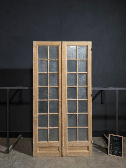 Antique Textured Glass French Doors - 51x100 - N813