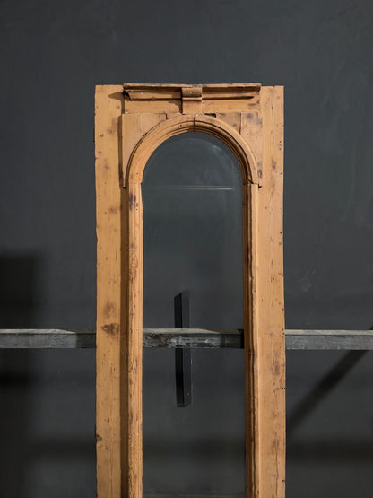 Antique Carved Arched Glass Single Door - 23x91 - N816