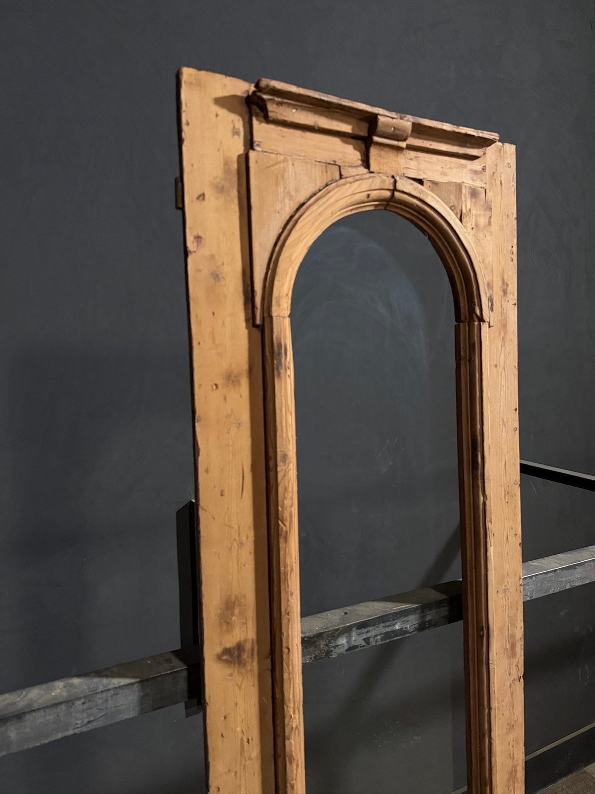 Antique Carved Arched Glass Single Door - 23x91 - N816