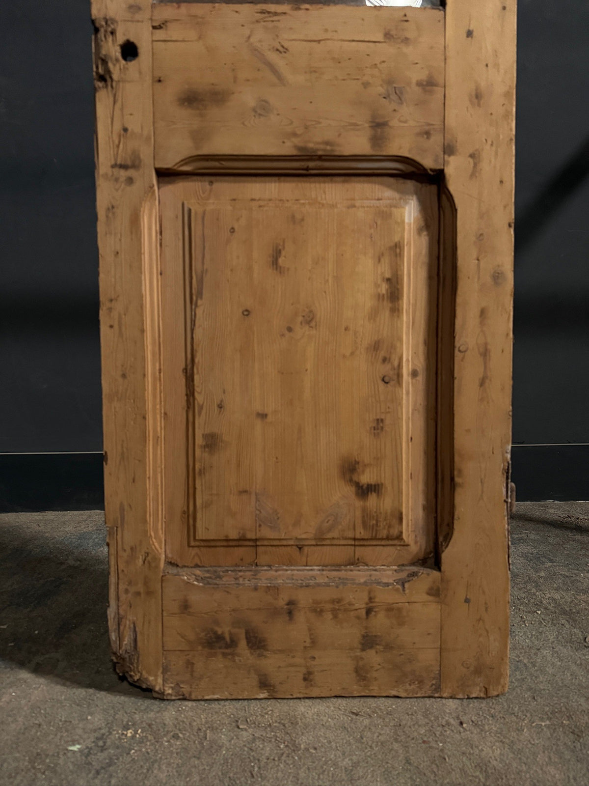 Antique Carved Arched Glass Single Door - 23x91 - N816