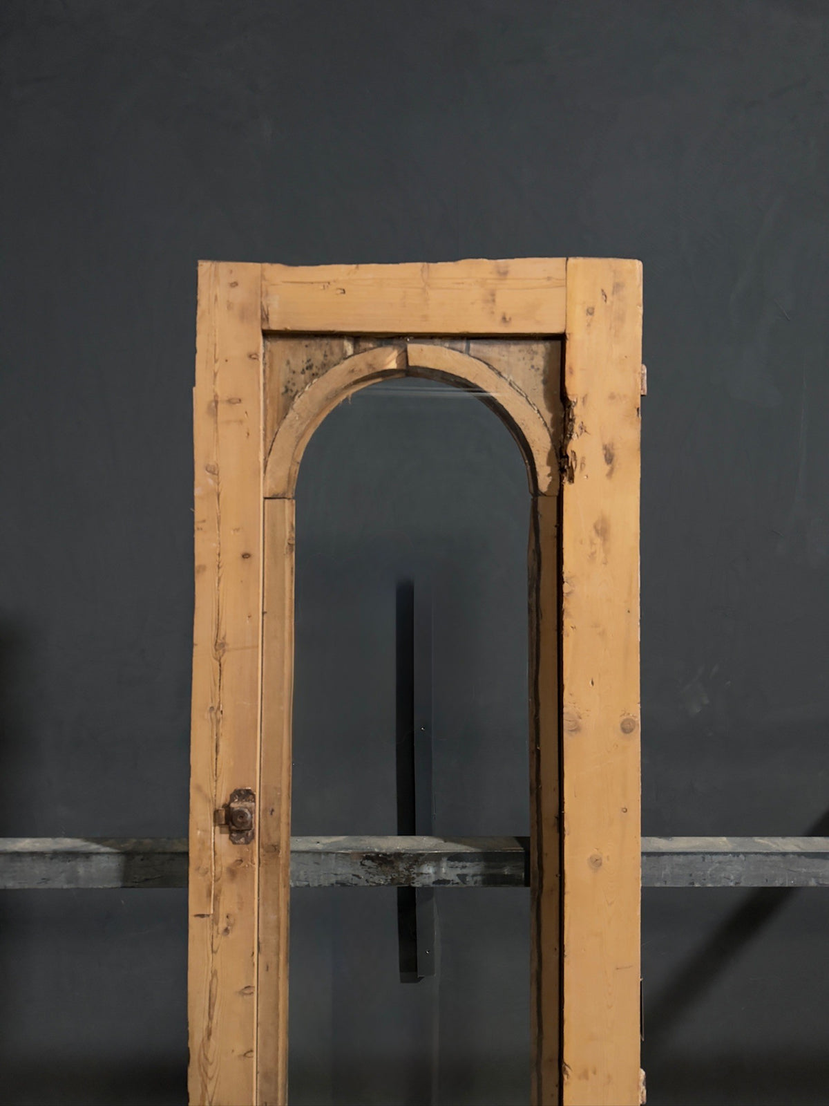 Antique Carved Arched Glass Single Door - 23x91 - N816