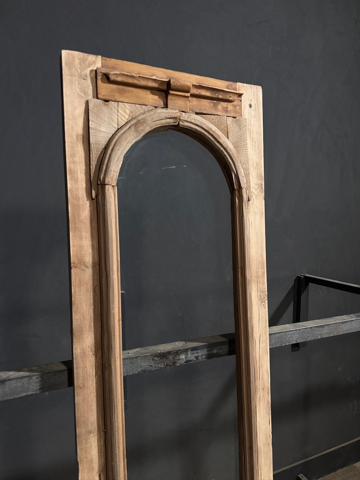 Antique Carved Arched Glass Door - 23x91 - N817