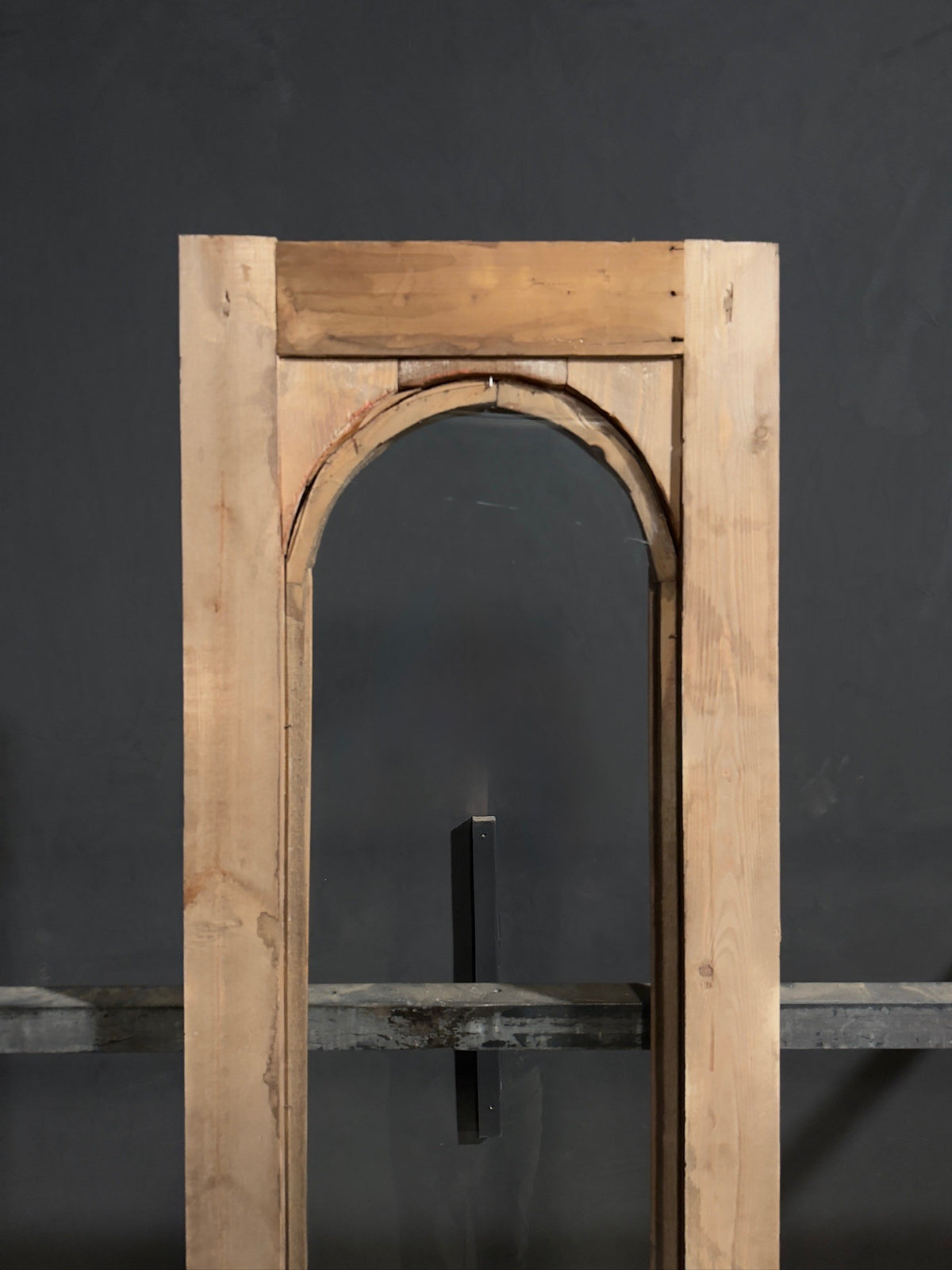 Antique Carved Arched Glass Door - 23x91 - N817