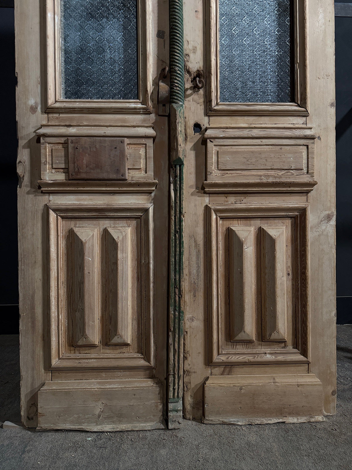 Antique Architectural Textured Glass Double Doors - 44x94 - N818