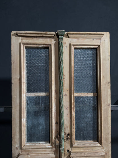 Antique Architectural Textured Glass Double Doors - 44x94 - N818