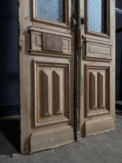 Antique Architectural Textured Glass Double Doors - 44x94 - N818