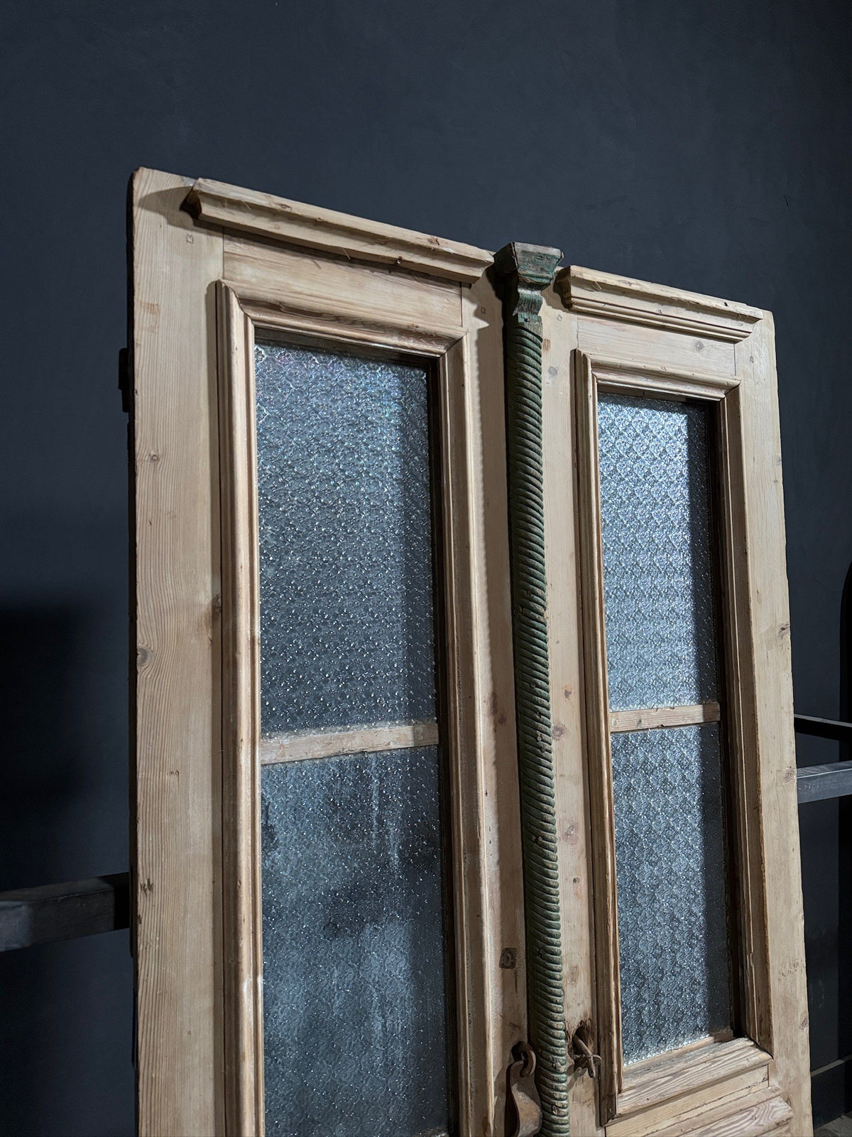 Antique Architectural Textured Glass Double Doors - 44x94 - N818