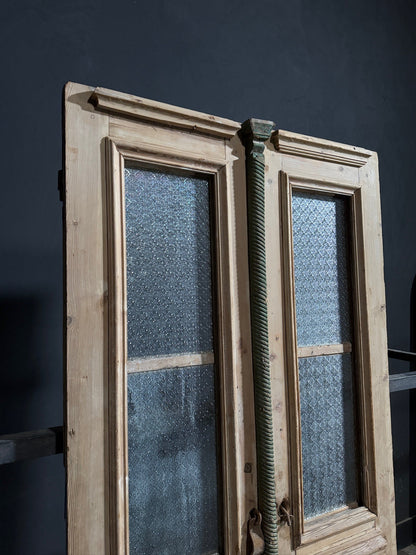 Antique Architectural Textured Glass Double Doors - 44x94 - N818