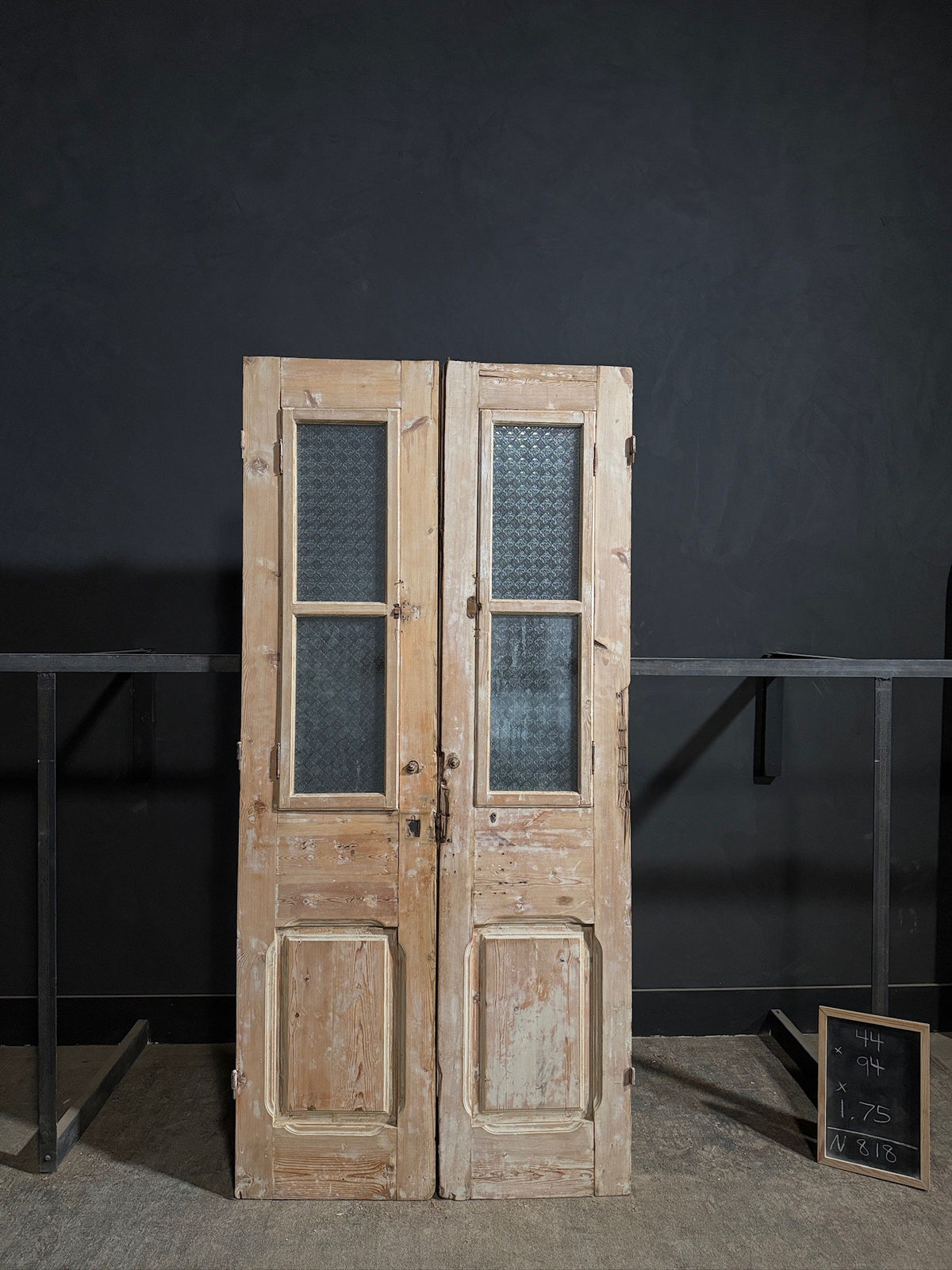 Antique Architectural Textured Glass Double Doors - 44x94 - N818
