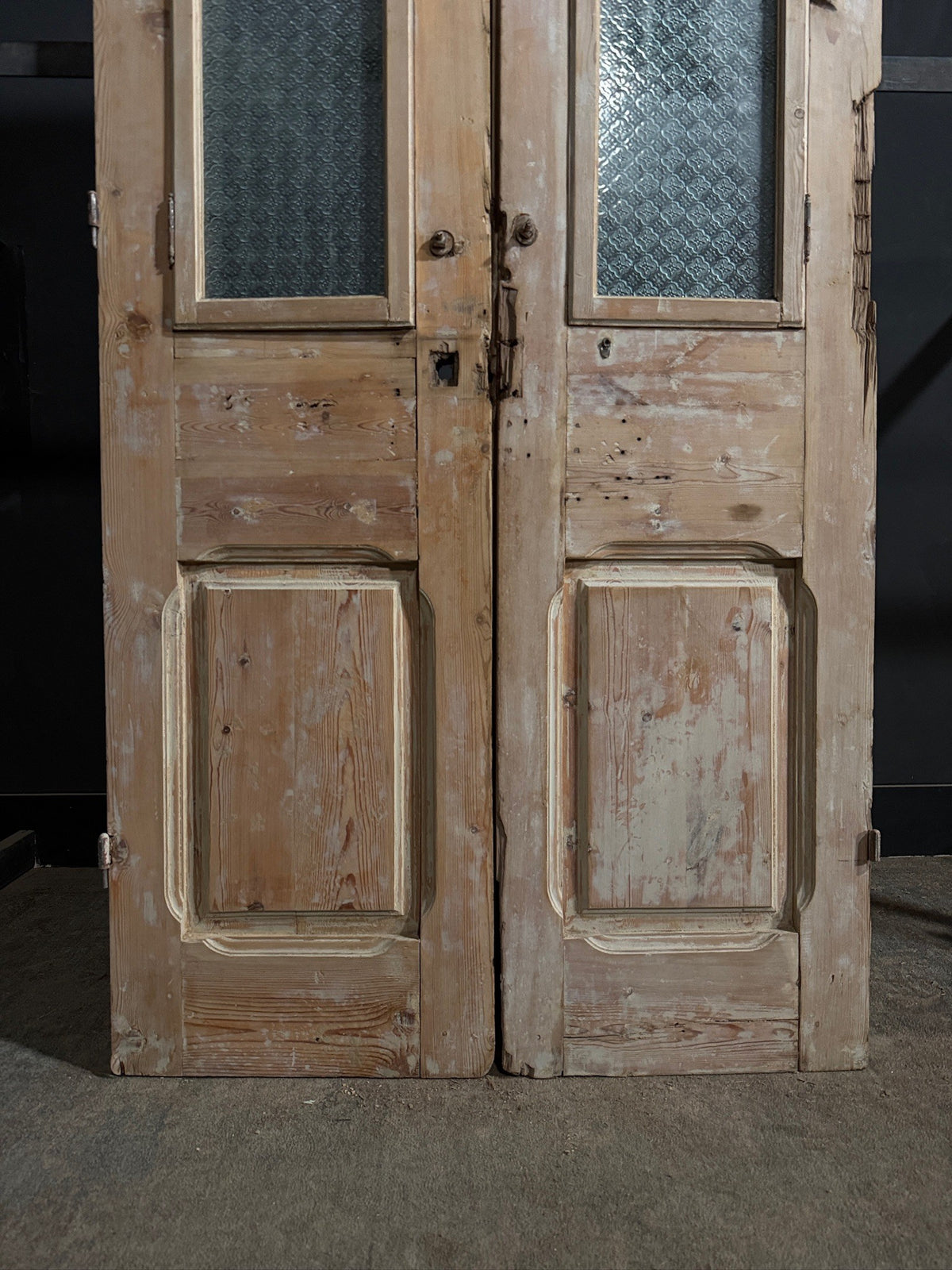 Antique Architectural Textured Glass Double Doors - 44x94 - N818