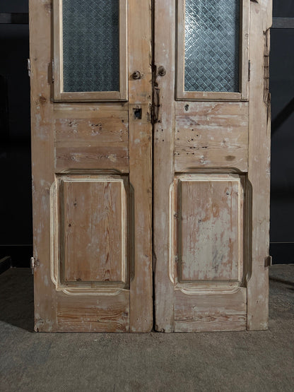 Antique Architectural Textured Glass Double Doors - 44x94 - N818