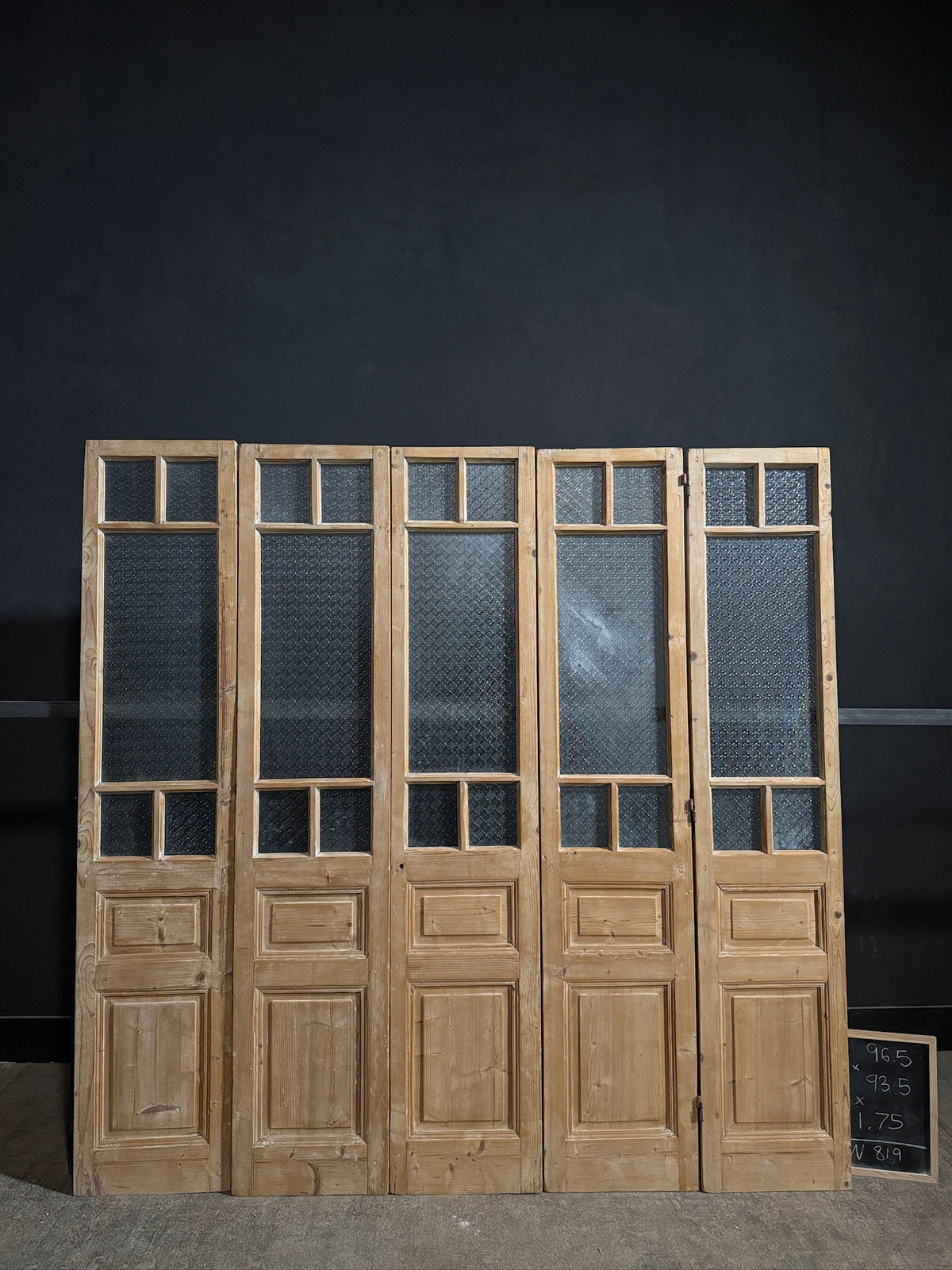 Antique Textured Glass Raised Panel French Doors - 93.5x96.5 - N819