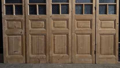 Antique Textured Glass Raised Panel French Doors - 93.5x96.5 - N819