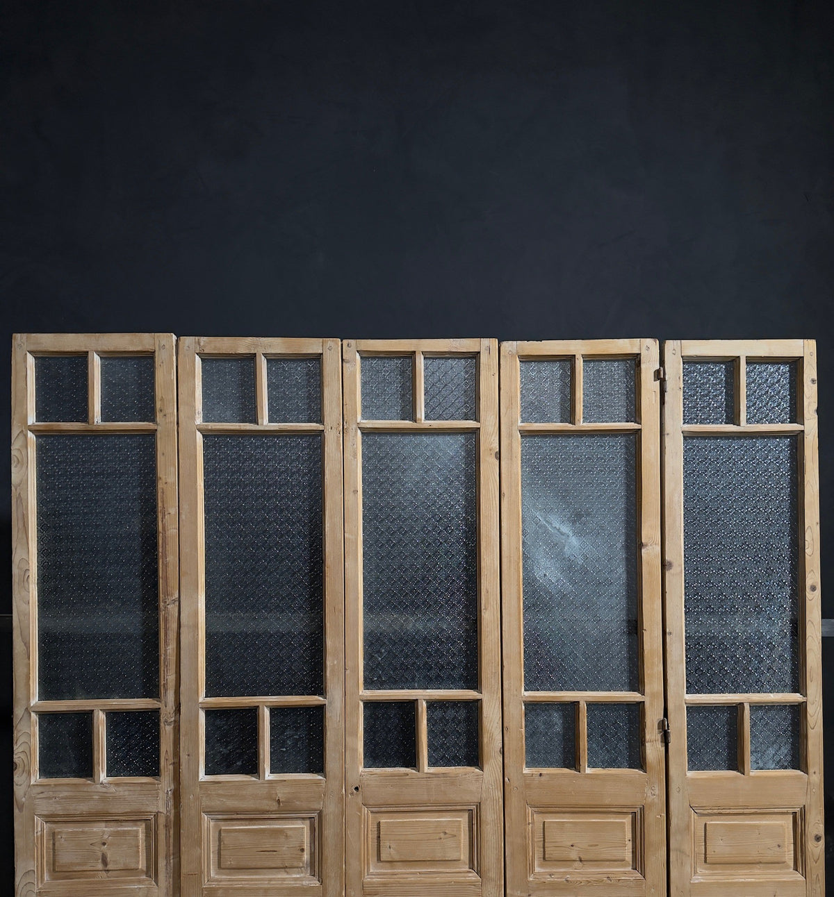 Antique Textured Glass Raised Panel French Doors - 93.5x96.5 - N819