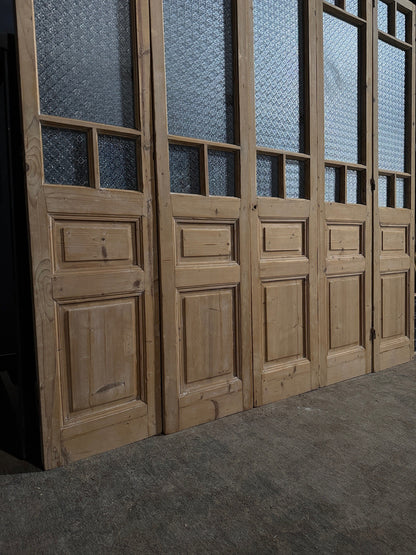 Antique Textured Glass Raised Panel French Doors - 93.5x96.5 - N819