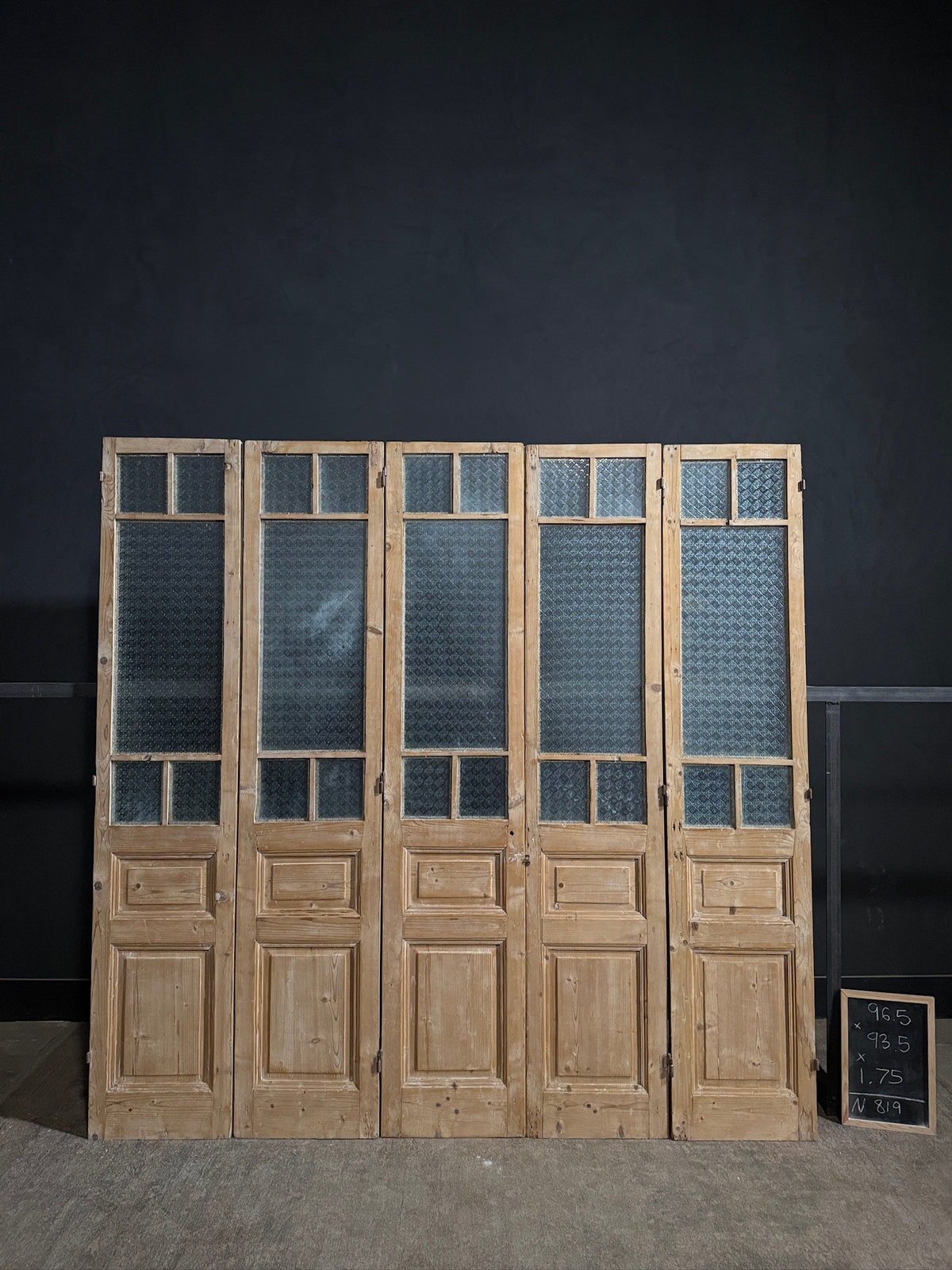 Antique Textured Glass Raised Panel French Doors - 93.5x96.5 - N819