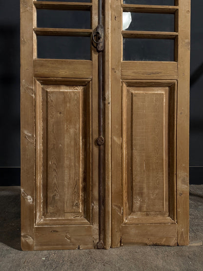 Antique Clear Glass Raised Panel French Doors - 32.5x84.75 - N830