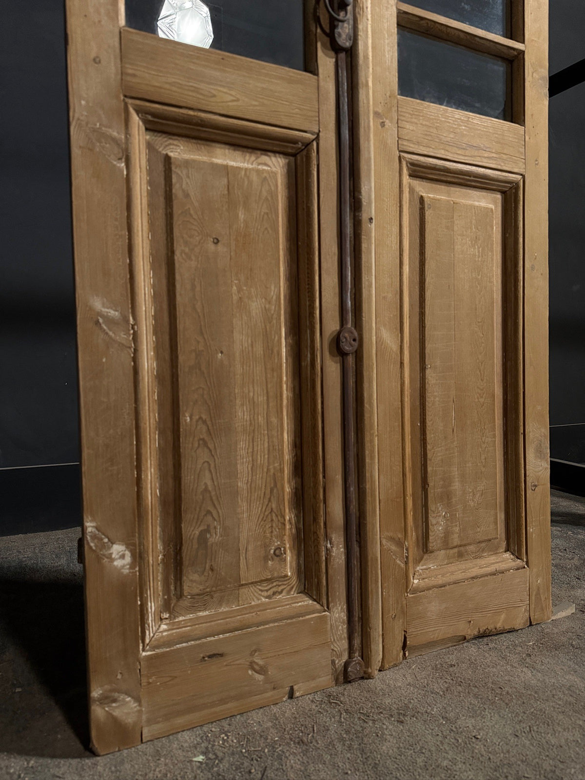 Antique Clear Glass Raised Panel French Doors - 32.5x84.75 - N830