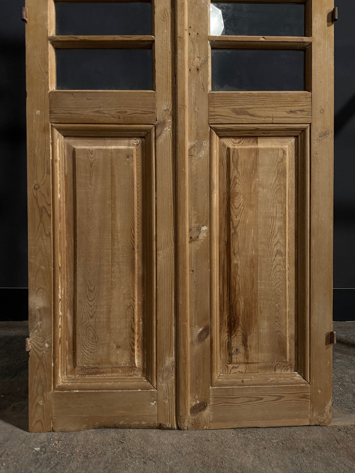 Antique Clear Glass Raised Panel French Doors - 32.5x84.75 - N830