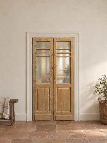Antique Textured Glass French Doors - 40.5x80 - N831 shown installed in a room (digital preview)