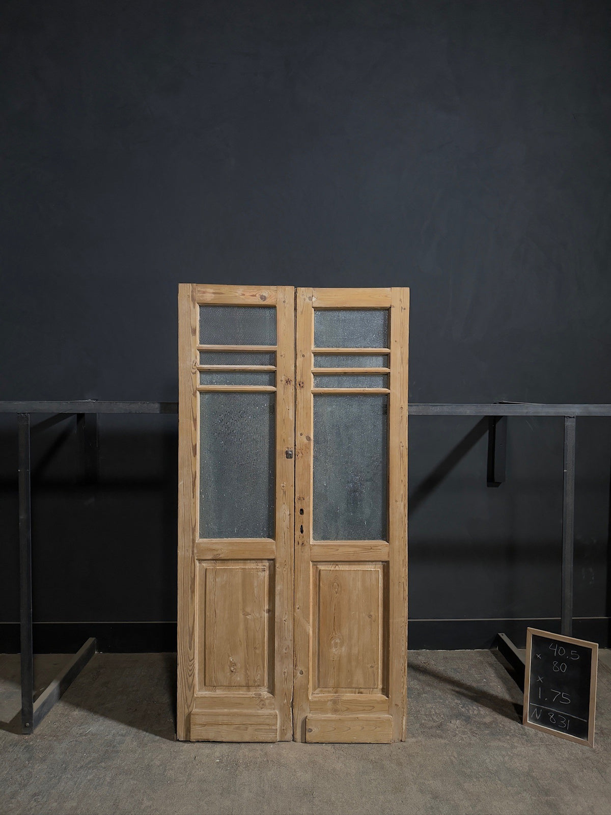 Antique Textured Glass French Doors - 40.5x80 - N831