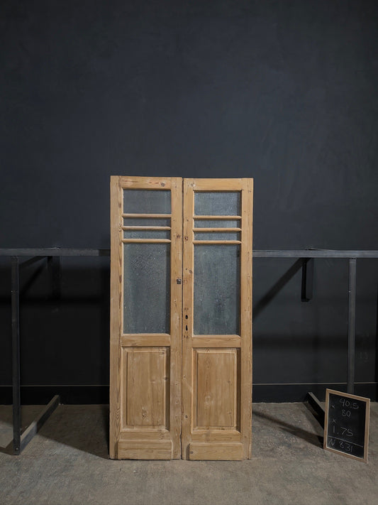 Antique Textured Glass French Doors - 40.5x80 - N831